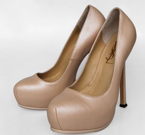 YSL Tribute nude leather high heels Platform shoes pump