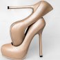 YSL Tribute nude leather high heels Platform shoes pump