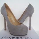 Sexy YSL Grey suede high heel Platform shoes