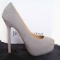 Sexy YSL Grey suede high heel Platform shoes