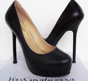 YSL black high heels Tribute real leather shoes