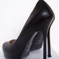 YSL black high heels Tribute real leather shoes