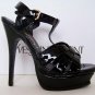 YSL Tribute T-Strap Platform black Sandals shoes