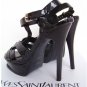 YSL Tribute T-Strap Platform black Sandals shoes
