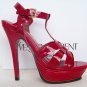 YSL Tribute T-Strap Platform Red Sandals shoes