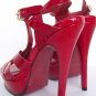 YSL Tribute T-Strap Platform Red Sandals shoes