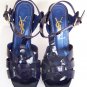 YSL Tribute T-Strap Platform Blue Sandals shoes