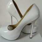 YSL Tribute White patent leather high heels Platform shoes