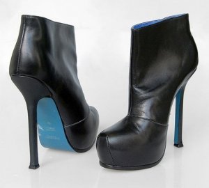 YSL black leather blue lining boots shoes