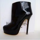 YSL black leather yellow lining boots shoes