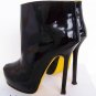 YSL black leather yellow lining boots shoes