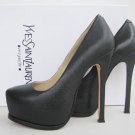 YSL Tribute Black Pumps platform Lizard shoes