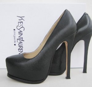 YSL Tribute Black Pumps platform Lizard shoes