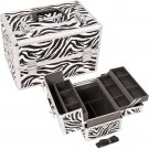 M4002ZBWH - White Zebra Pro Makeup Train Case 3 trays