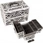 M4002ZBWH - White Zebra Pro Makeup Train Case 3 trays