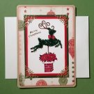 Christmas Card | Reindeer  | Topiary | Stationary | 5" x 7" Hand Painted Card