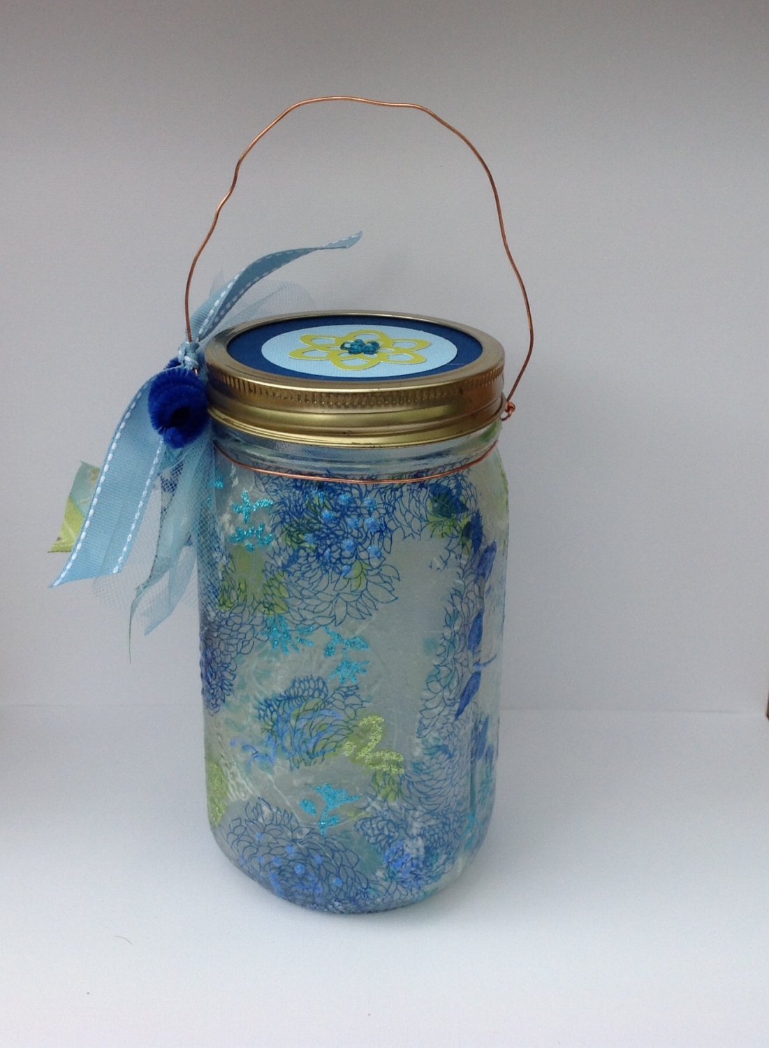 Blue | Patio Light | Mason Jar Light | Outdoor Light