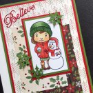 Christmas Card  | Girl with Snowman | 5" x 7" Card
