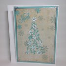 Custom Greeting Card | Teal with White Flowers | Christmas  | 5" x 7" Card