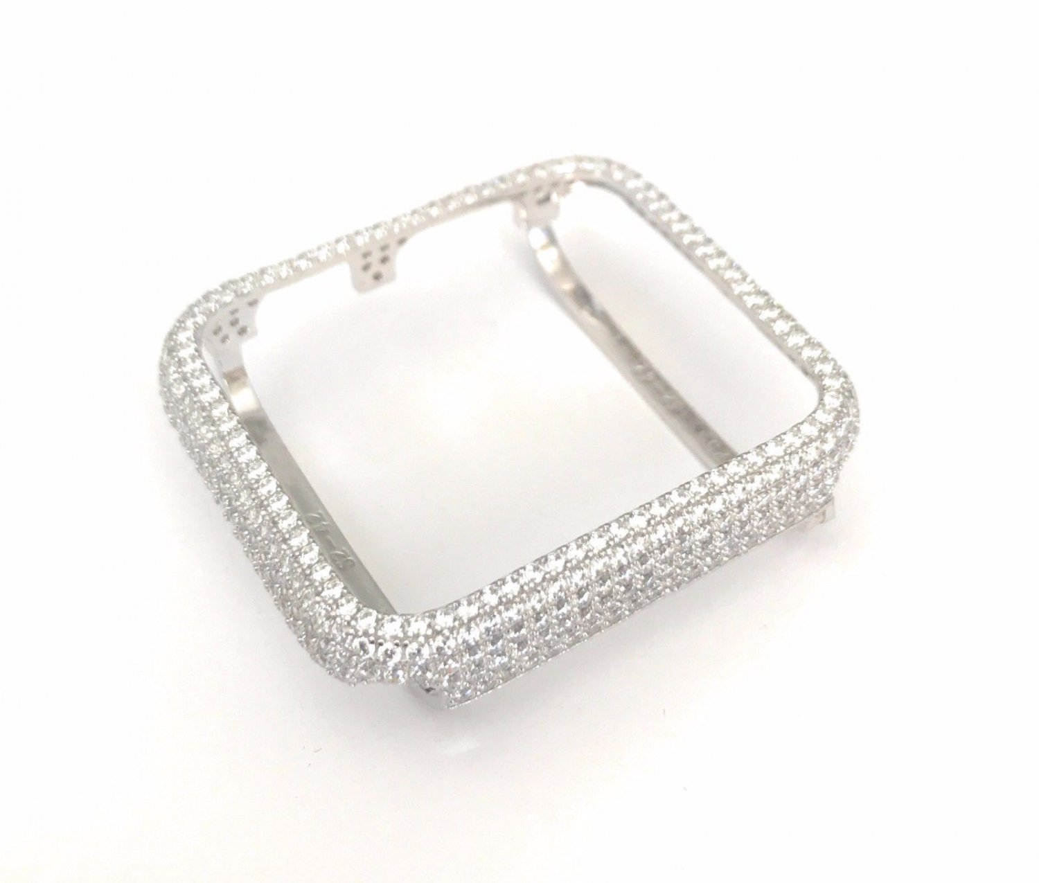 EMJ Apple Watch Bezel Case White Gold Plated Silver Zirconia 38/42mm