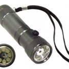 8 LED Silver Metal Flashlight w/ Red Dot Laser Pointer