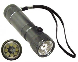 8 LED Silver Metal Flashlight w/ Red Dot Laser Pointer