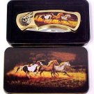 Horses Knife in Metal Tin