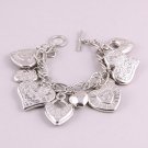 Silvertone Hearts Charm Bracelet