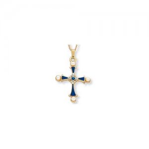 Simulated Pearl Cross Necklace