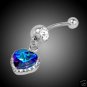 Blue Swarovski Crystal and Rhinestone Navel Ring