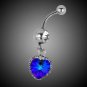 Blue Swarovski Crystal and Rhinestone Navel Ring