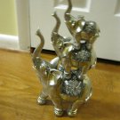 Silver Mirrored Back Elephant Family Sculpture, (2) PC Set