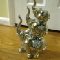 Silver Mirrored Back Elephant Family Sculpture, (2) PC Set