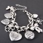 Four Leaf Clover, Hearts and Ribbons Charm Bracelet - FREE SHIPPING