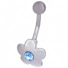 Blue Crystal Flower Belly Jewelry