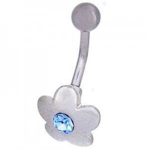 Blue Crystal Flower Belly Jewelry