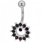 Red Crystal Flower Belly Jewelry