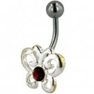 Red Crystal Butterfly Belly Jewelry