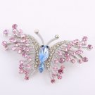 Pink and Blue Austrian Crystal Butterfly Brooch