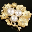 Simulated Pearls and Flowers, Crystals and Rhinestones Brooch