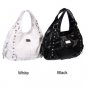 Double Handle Hobo, White with Silver Tone Studs