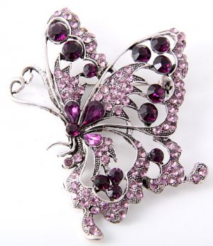Purple Butterfly with Crystals/ Rhinestone,