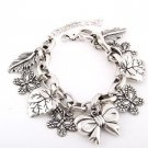 Butterflies, Leaves and Ribbon Charm Bracelet