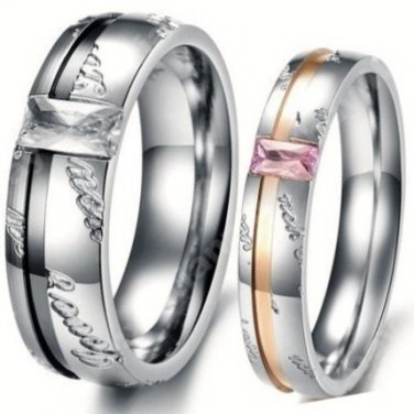 CZ Diamond Elements Couples Love Rings, 2 PC Set