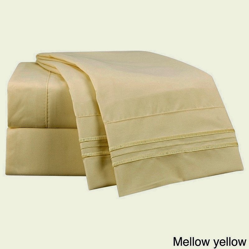 Clara Clark 1800 Series Queen Sheet Set, Mellow Yellow
