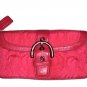 Coach Quilted Signature C Large Duffle Ski Hobo Fur Bag w/ Matching Wristlet