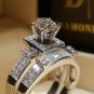 Diamond and White Sapphire Wedding Set