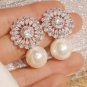 Pearl and White Sapphire Diamond Earrings
