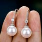 Dangle Drop Pearl and Diamond Earrings