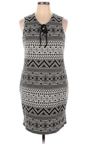Vince Camuto Women's Sleeveless Knit-Jacquard Lace-Up Dress